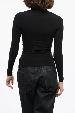 Top a Maniche Lunghe in Tessuto Tecnico con Logo Stampato>Jil Sander New