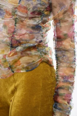 Clearance Top A Maniche Lunghe RIPPLE REFLECTIONS Sheer Con Stampa Floreale Donna T-Shirts E Tops
