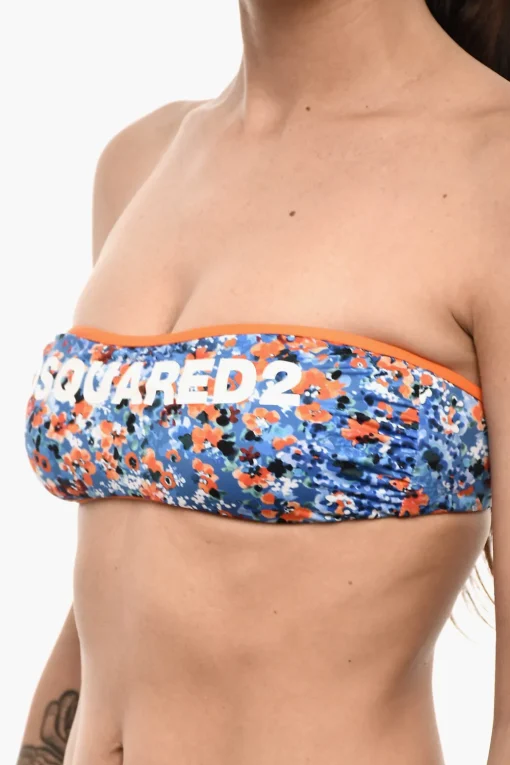 Top Bikini a Fascia a Motivo Floreale>Dsquared2 New