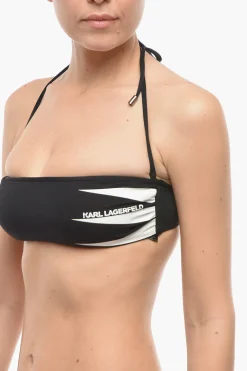 Top Bikini a Fascia con Stampa Logo a Contrasto>Karl Lagerfeld Discount