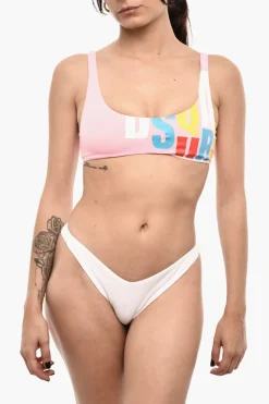 Discount Top Bikini a Fascia In Cotone Stampato Donna Costumi Da Bagno