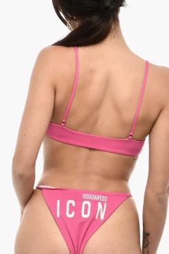 Top Bikini a Fascia In Nylon con Logo a Contrasto>Dsquared2 Fashion