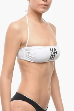 Top Bikini a Fascia in Tinta Unita con Stampa Logo a Contrasto>Karl Lagerfeld Sale