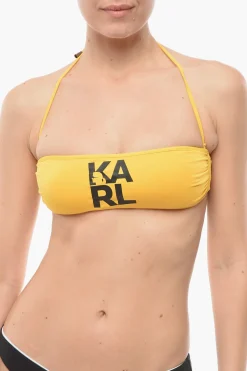 Top Bikini a Fascia in Tinta Unita con Stampa Logo a Contrasto>Karl Lagerfeld Clearance