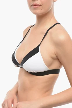 New Top Bikini a Triangolo Bicolore Incrociato sul Dietro Donna Costumi Da Bagno
