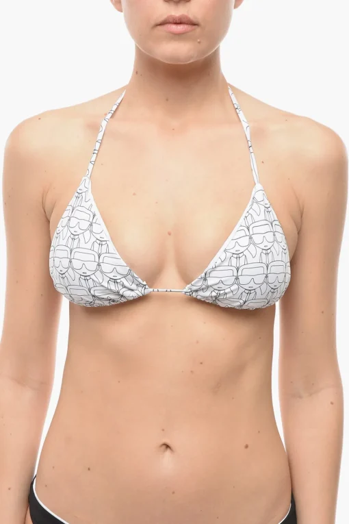 Top Bikini a Triangolo con Stampa Iconica All-Over>Karl Lagerfeld Hot