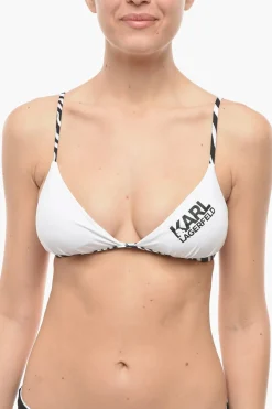 Outlet Top Bikini a Triangolo con Logo Stampato Donna Costumi Da Bagno