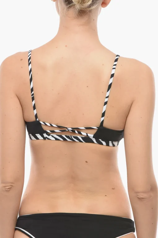 Clearance Top Bikini a Triangolo con Dettagli Motivo Animalier Donna Costumi Da Bagno