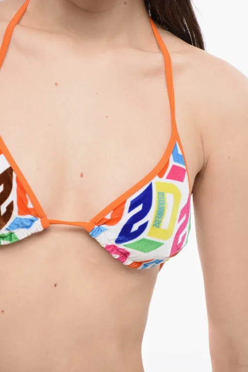 Top Bikini a Triangolo in Velour>Dsquared2 Discount