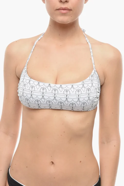 Online Top Bikini con Stampa Iconica All Over Donna Costumi Da Bagno