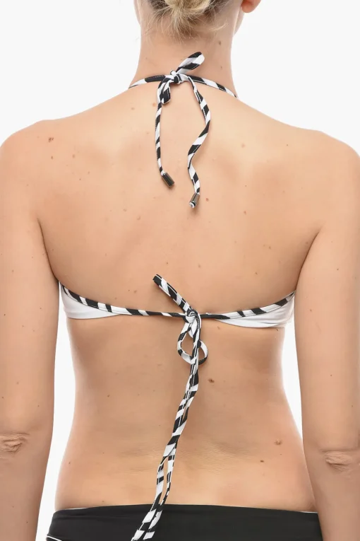 Top Bikini Halter con Logo in Stampa Animalier>Karl Lagerfeld New