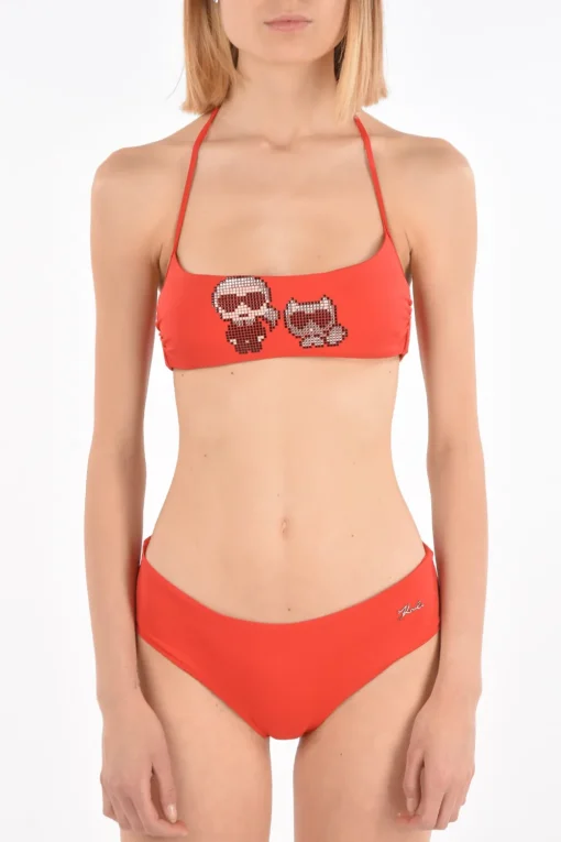 Top Bikini KARL & CHOUPETTE a Fascia con Borchie>Karl Lagerfeld Discount