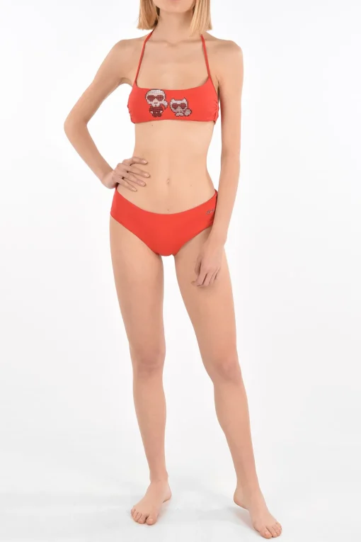 Top Bikini KARL & CHOUPETTE a Fascia con Borchie>Karl Lagerfeld Discount