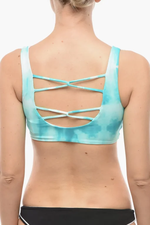 New Top Bikini Plunge Effetto Tie Dye con Dettagli cut Out Sul Retro Donna Costumi Da Bagno