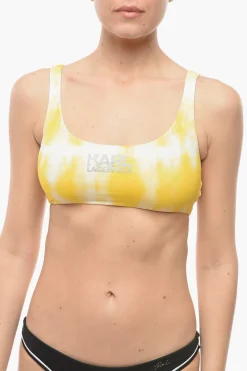 Outlet Top Bikini Plunge Effetto Tie Dye con Dettagli cut Out Sul Retro Donna Costumi Da Bagno