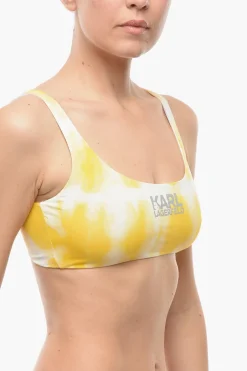 Outlet Top Bikini Plunge Effetto Tie Dye con Dettagli cut Out Sul Retro Donna Costumi Da Bagno
