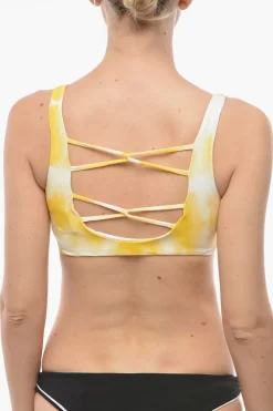 Outlet Top Bikini Plunge Effetto Tie Dye con Dettagli cut Out Sul Retro Donna Costumi Da Bagno