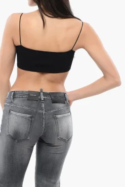 Fashion Top Bra con Cut-outs e Perle Donna T-Shirts E Tops
