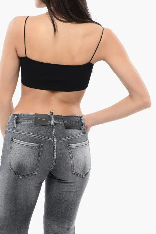 Fashion Top Bra con Cut-outs e Perle Donna T-Shirts E Tops