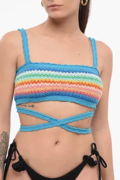 New Top Bralette in Crochet con Lacci Donna T-Shirts E Tops