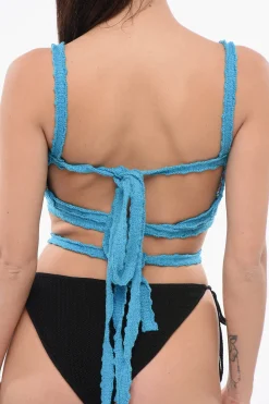 New Top Bralette in Crochet con Lacci Donna T-Shirts E Tops