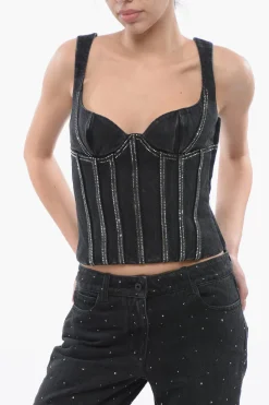 Top Bustier BLING in Denim con Cristalli>Off-White Online