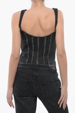Top Bustier BLING in Denim con Cristalli>Off-White Online