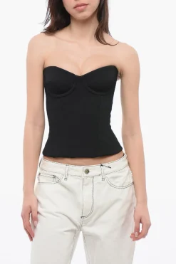 Fashion Top Corsetto con Zip Posteiore Donna T-Shirts E Tops