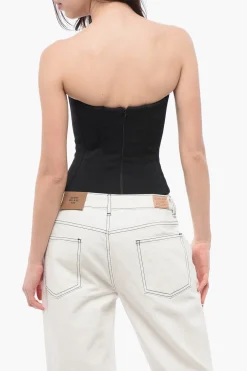 Fashion Top Corsetto con Zip Posteiore Donna T-Shirts E Tops