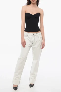 Fashion Top Corsetto con Zip Posteiore Donna T-Shirts E Tops