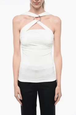 Top Criss-cross GINNIE in Jersey con Dettaglio Metallico>The Attico Hot