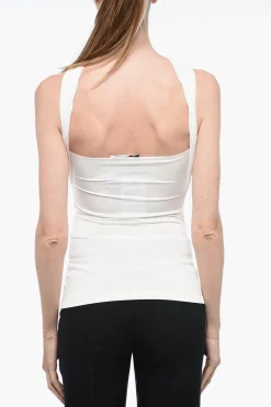 Top Criss-cross GINNIE in Jersey con Dettaglio Metallico>The Attico Hot