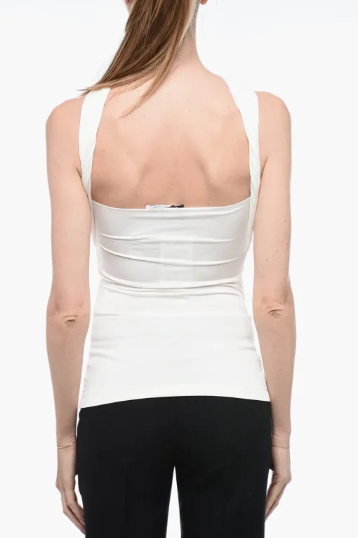 Top Criss-cross GINNIE in Jersey con Dettaglio Metallico>The Attico Hot