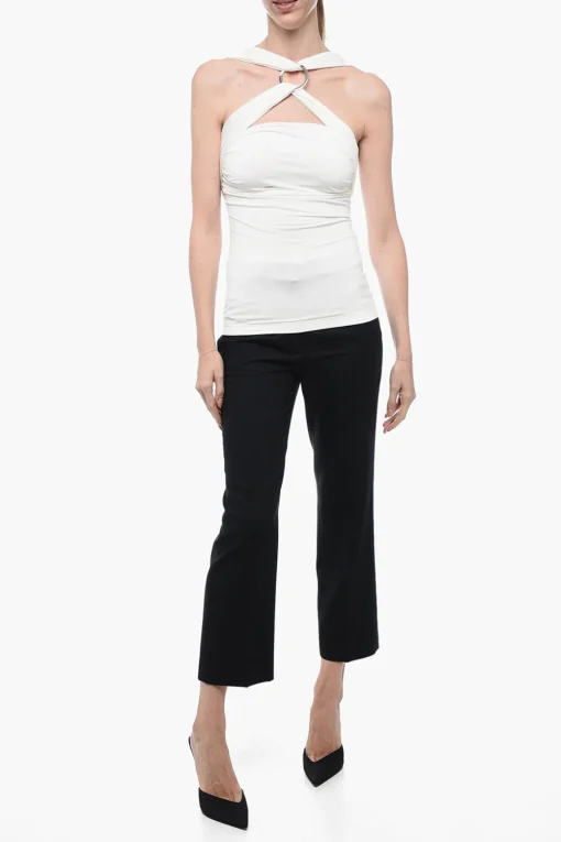 Top Criss-cross GINNIE in Jersey con Dettaglio Metallico>The Attico Hot