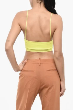 Clearance Top Crop a Costine con Scollatura Profonda Donna T-Shirts E Tops