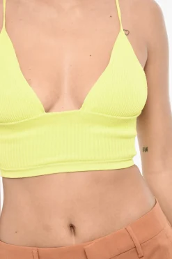 Clearance Top Crop a Costine con Scollatura Profonda Donna T-Shirts E Tops