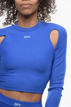 Fashion Top Crop Active Cold-Shoulder in Tinta Unita Donna T-Shirts E Tops
