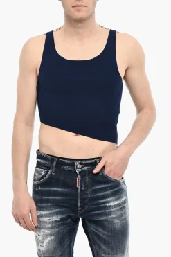 Discount Top Crop Asimmetrico in Maglia Uomo T-Shirt