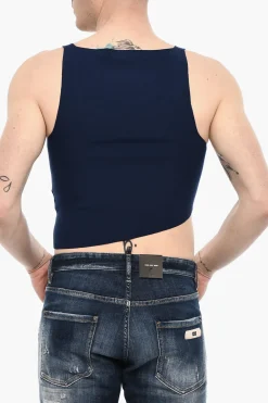 Discount Top Crop Asimmetrico in Maglia Uomo T-Shirt