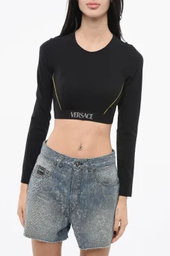 New Top Crop con Fascia Logata Donna T-Shirts E Tops