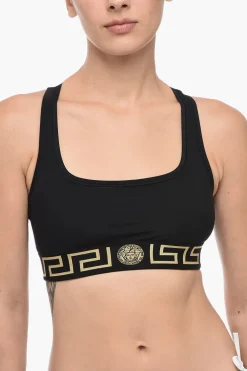 Online Top Crop con Motivo La Greca Donna T-Shirts E Tops