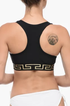 Online Top Crop con Motivo La Greca Donna T-Shirts E Tops