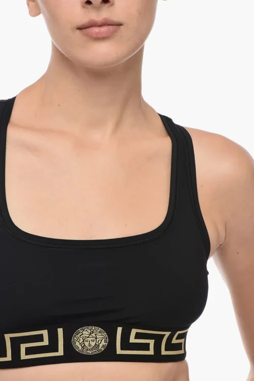 Online Top Crop con Motivo La Greca Donna T-Shirts E Tops