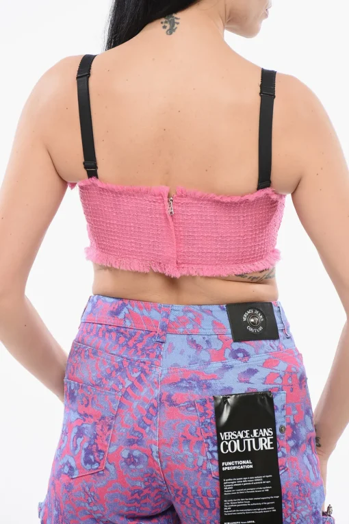 New Top Crop in Tweed Donna T-Shirts E Tops