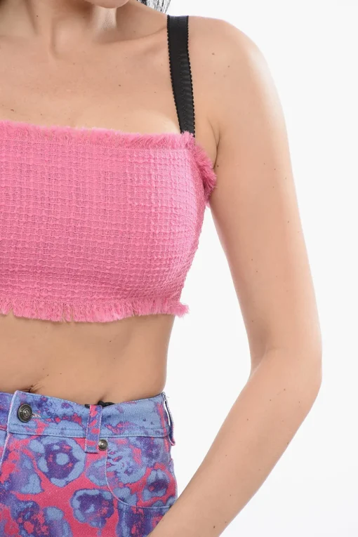 New Top Crop in Tweed Donna T-Shirts E Tops