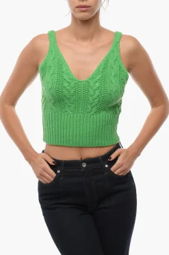 Online Top Crop KAYA in Maglia con Scollo a V Donna T-Shirts E Tops