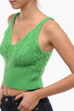 Online Top Crop KAYA in Maglia con Scollo a V Donna T-Shirts E Tops