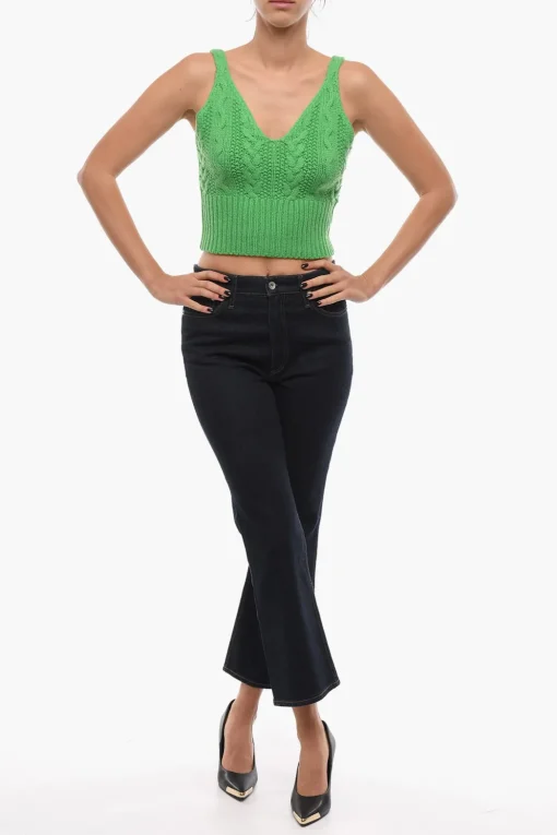 Online Top Crop KAYA in Maglia con Scollo a V Donna T-Shirts E Tops