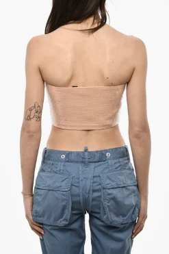 Sale Top Crop Senza Spalline In Paillettes Donna T-Shirts E Tops