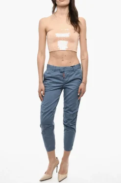 Sale Top Crop Senza Spalline In Paillettes Donna T-Shirts E Tops